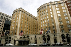 The Mayflower Hotel is seen in Washington on Monday March 10, 2008. New York Gov. Eliot Spitzer apologized Monday after he was accused of involvement in a prostitution ring.